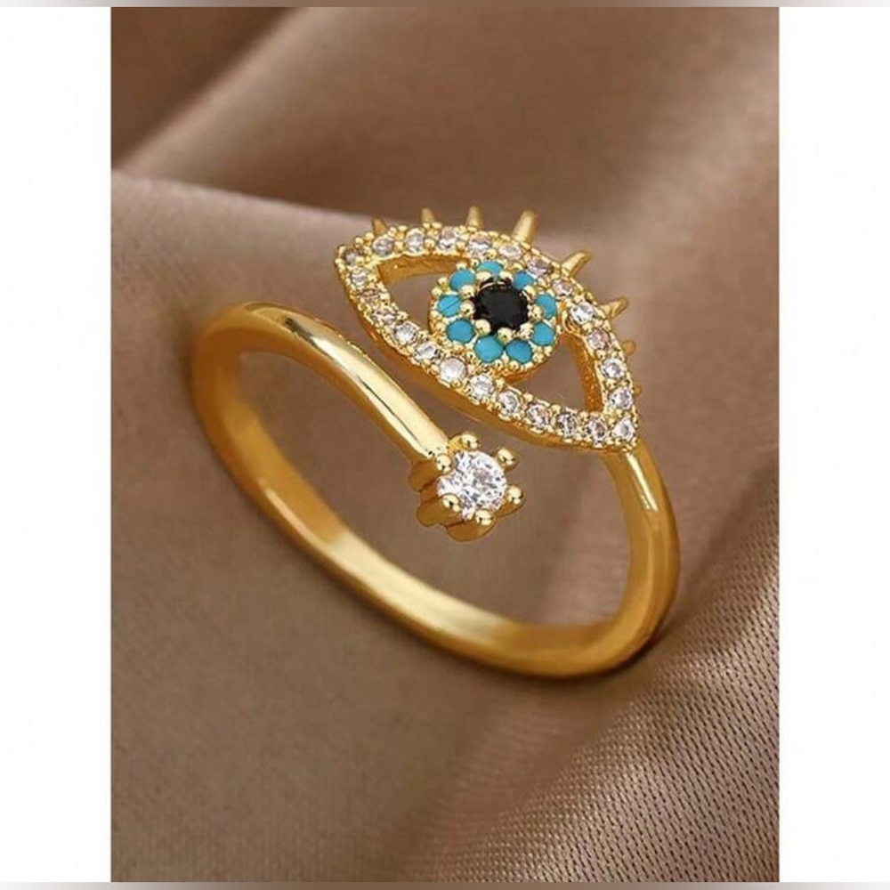 Evil Eye Adjustable Ring Gold Tone‎